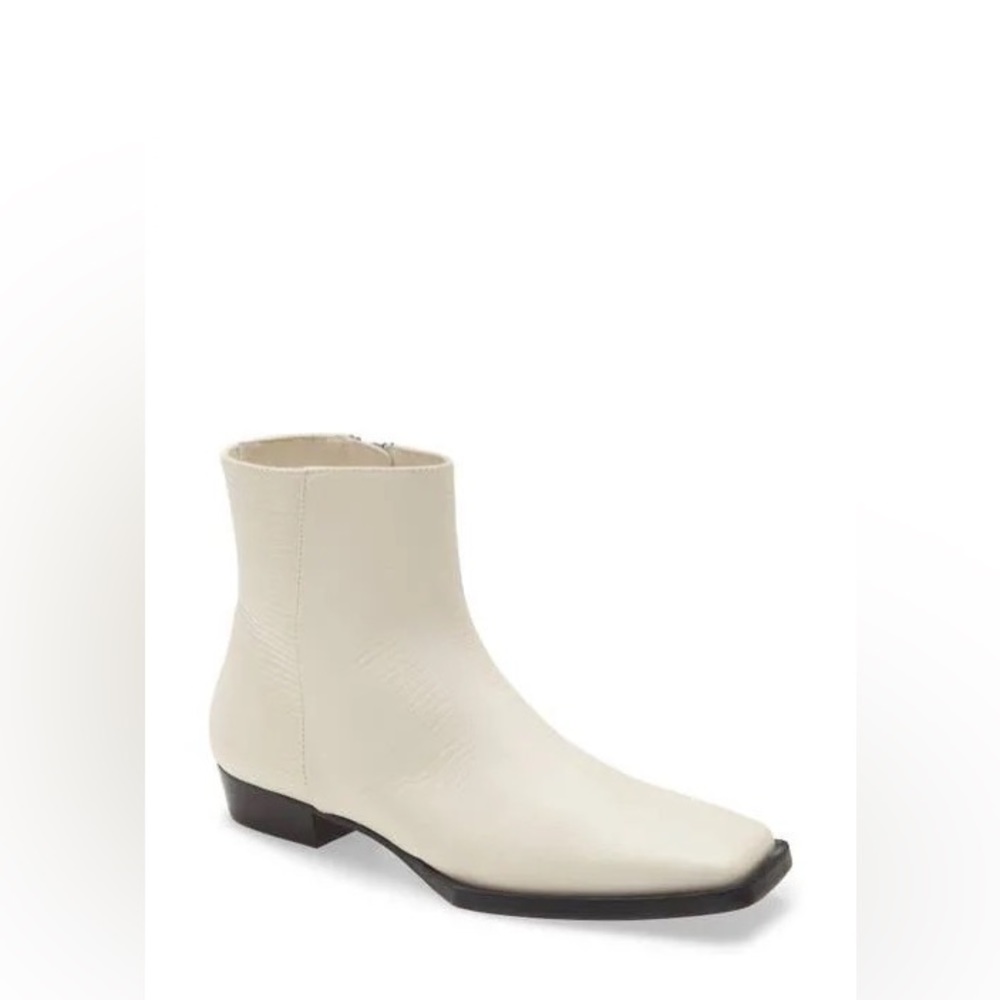 NWOT FRAME Le Maddox Leather Ankle Boots Size 7.5 In Beige Lizard